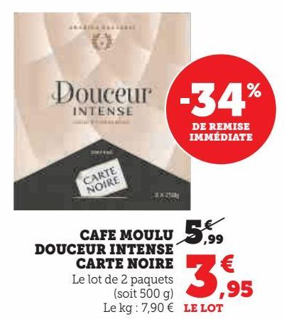 CAFE MOULU  DOUCEUR  INTENSE  CARTE NOIRE