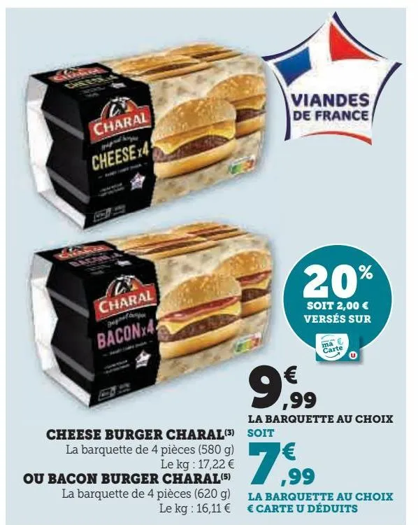 cheese burger charal ou bacon burger charal