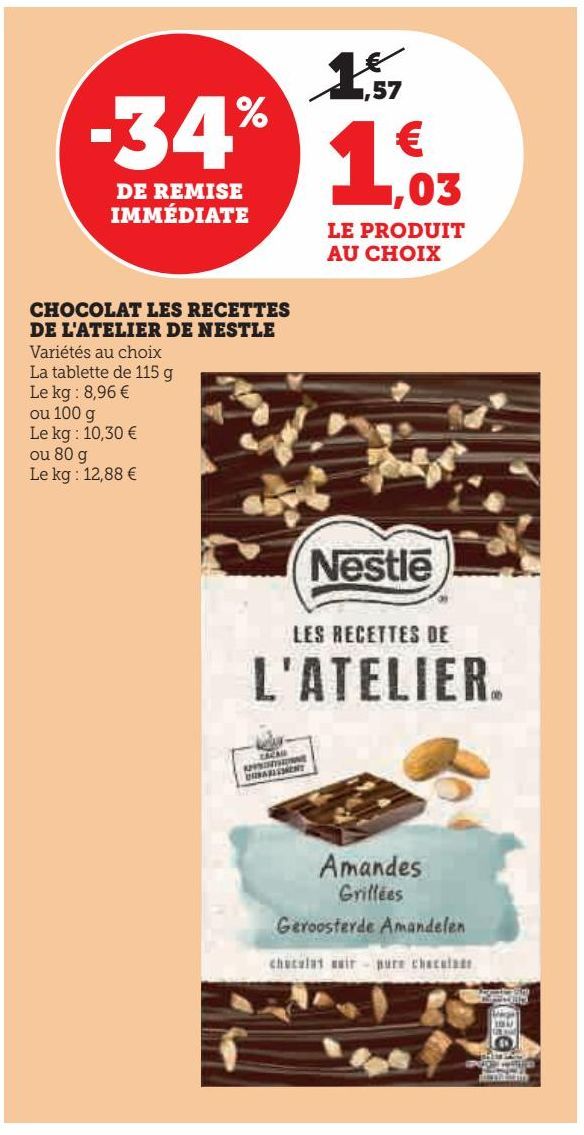 CHOCOLAT LES RECETTES DE L'ATELIER DE NESTLE
