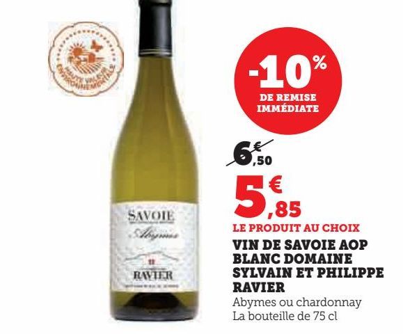 VIN DE SAVOIE AOP BLANC DOMAINE SYLVAIN ET PHILIPPE RAVIER