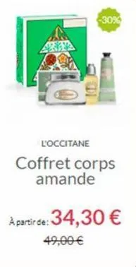 l'occitane  -30%  coffret corps amande  a partir de: 34,30 €  49,00 € 
