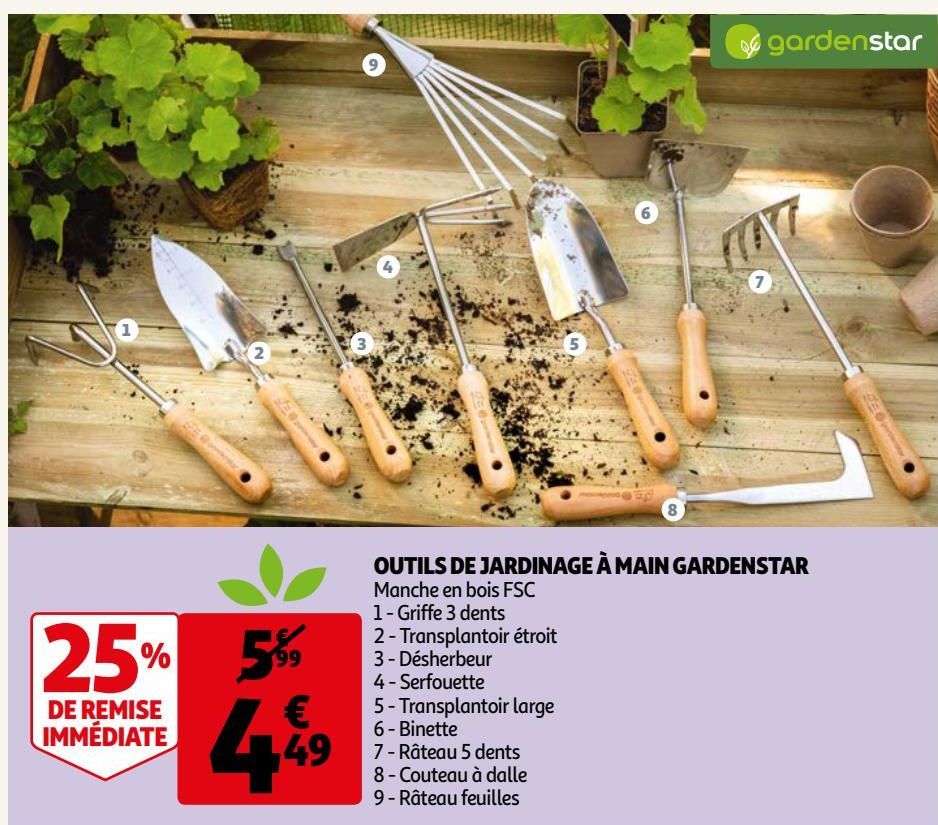 OUTILS DE JARDINAGE À MAIN GARDENSTAR