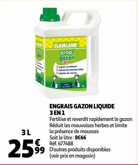 ENGRAIS GAZON LIQUIDE 3 EN 1