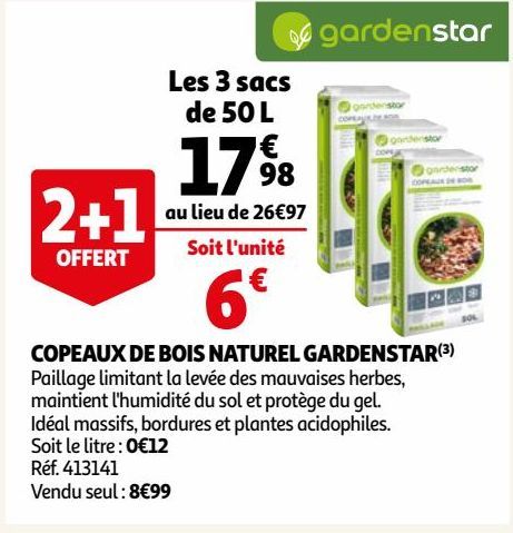 COPEAUX DE BOIS NATUREL GARDENSTAR