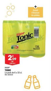 Water  To Tonic ic  209  1901 UCHU  RIVER  TONIC  Le pack de 6 x 33 cl. RM5004220  Extrait d'écorces de quinine  1,98 (6x3300 