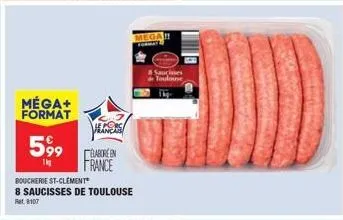 méga+ format  599  1  heaners  elaboren  france  boucherie st-clement 8 saucisses de toulouse  rat, 8107  sauces toulouse 