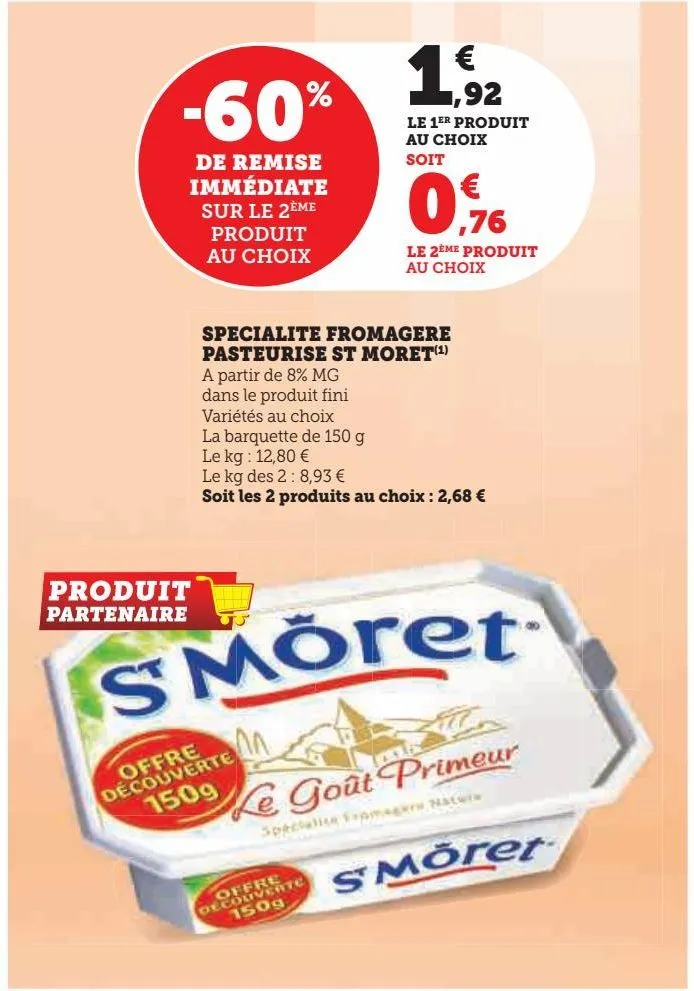 specialite fromagere pasteurise st moret