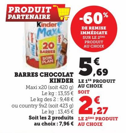 BARRES CHOCOLAT KINDER
