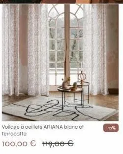 voilage à oeillets ariana blanc et terracotta  100,00 € 119,00 €  -21% 