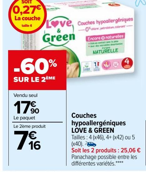 Couches  hypoallergéniques  LOVE & GREEN