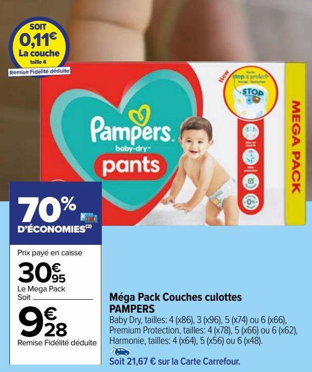 Méga Pack Couches culottes  PAMPERS