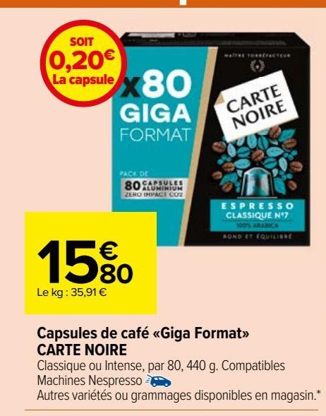 Capsules de café «Giga Format»  CARTE NOIRE
