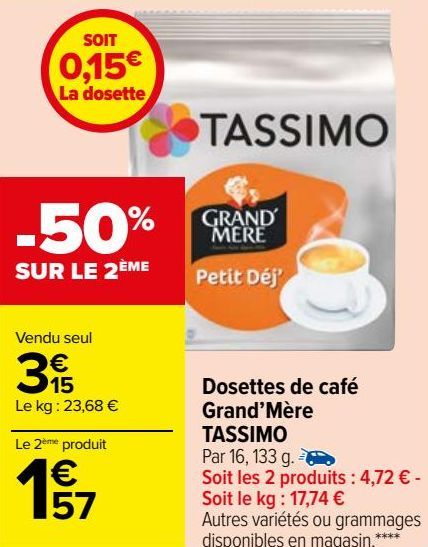 Dosettes de café  Grand’Mère  TASSIMO