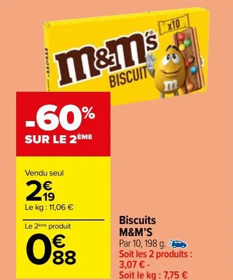  biscuits  m&m’s