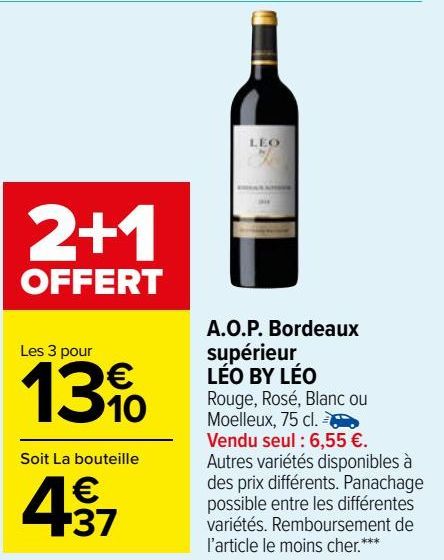 A.O.P. Bordeaux  supérieur  LÉO BY LÉO