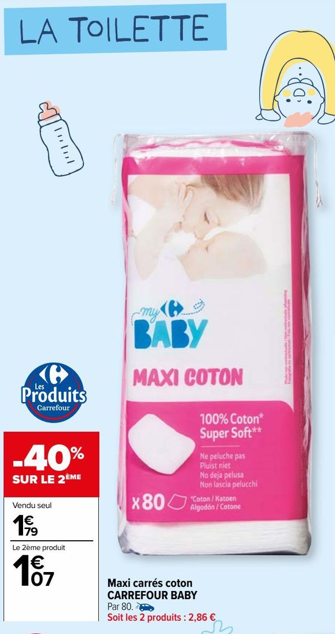 Maxi carrés coton  CARREFOUR BABY