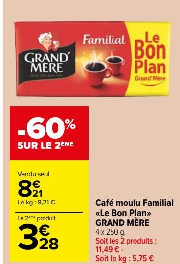 Café moulu Familial «Le Bon Plan» GRAND MÈRE