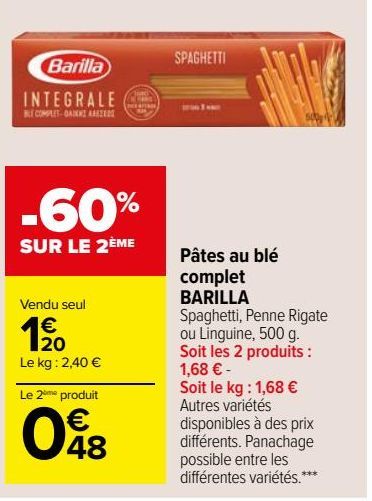 Pâtes au blé complet BARILLA