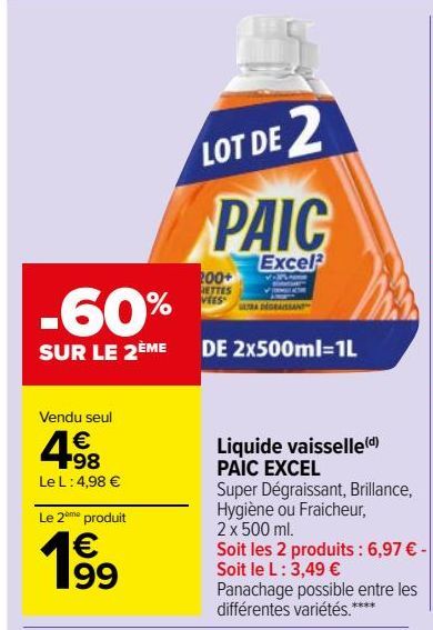 Liquide vaisselle  PAIC EXCEL