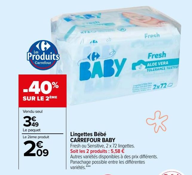 Lingettes Bébé CARREFOUR BABY