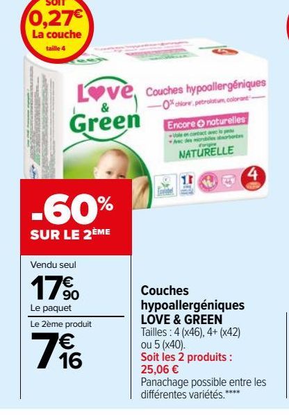 Couches hypoallergéniques LOVE & GREEN