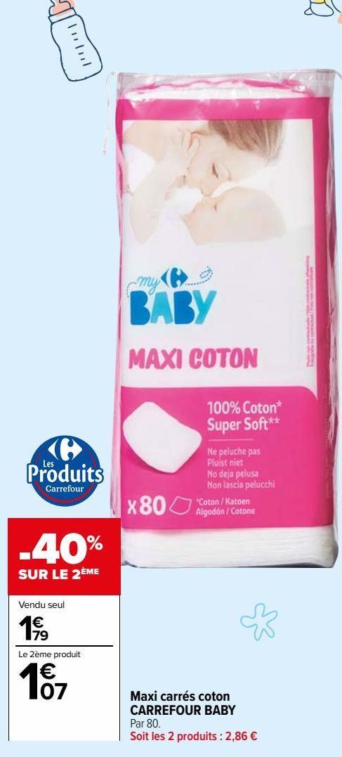 Maxi carrés coton CARREFOUR BABY