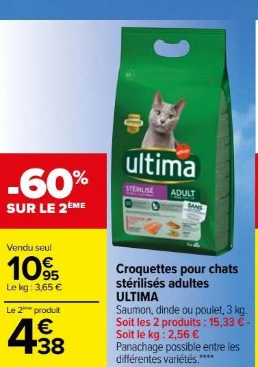 croquettes pour chats stérilisés adultes ultima