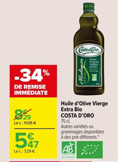 Huile d’Olive Vierge Extra Bio COSTA D’ORO