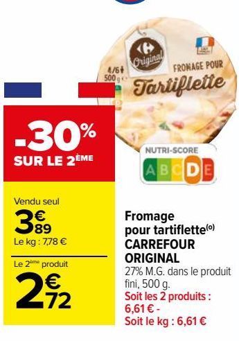 Fromage pour tartiflette CARREFOUR ORIGINAL