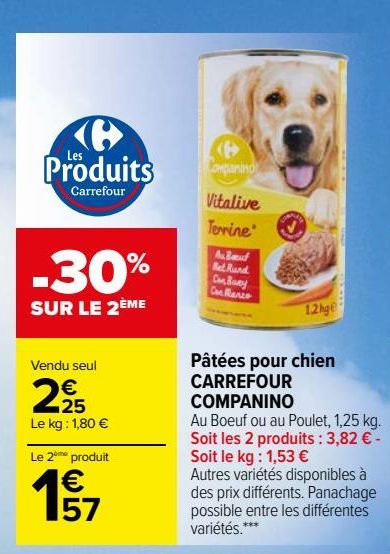 Pâtées pour chien CARREFOUR COMPANINO