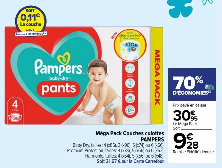 Méga Pack Couches culottes PAMPERS