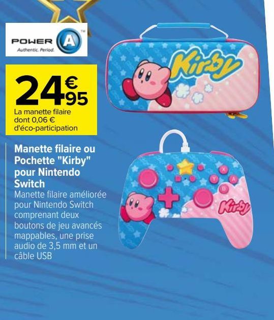 Manette filaire ou Pochette "Kirby" pour Nintendo Switch