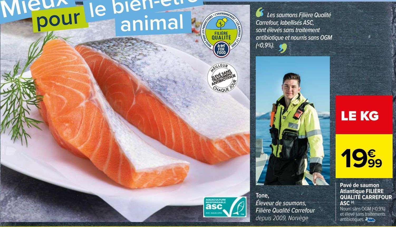 Pavé de saumon Atlantique FILIÈRE QUALITÉ CARREFOUR ASC