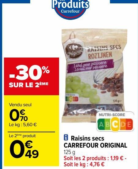 Raisins secs CARREFOUR ORIGINAL