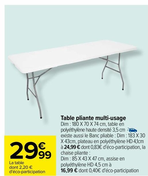 Table pliante multi-usage