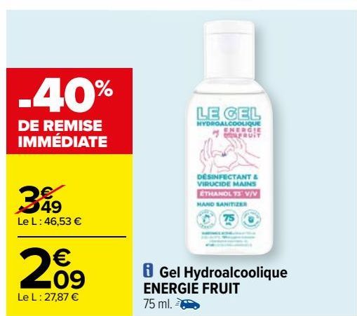 Gel Hydroalcoolique ENERGIE FRUIT