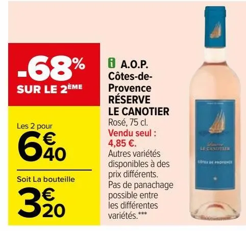 a.o.p.  côtes-de- provence  réserve le canotier