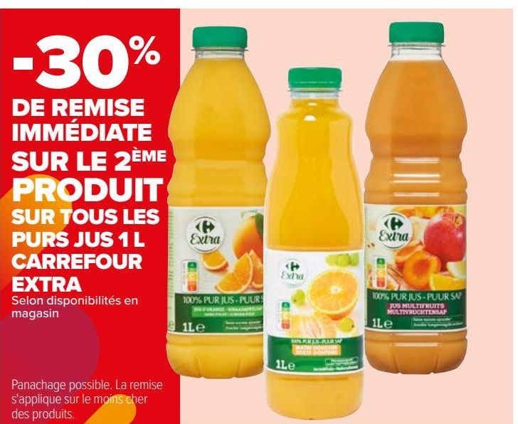 SUR TOUS LES PURS JUS 1 L CARREFOUR EXTRA