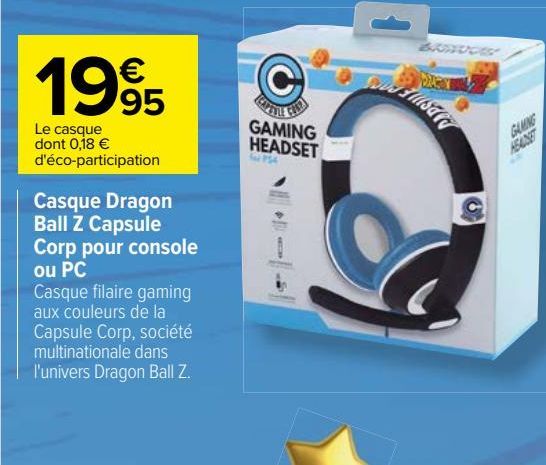 Casque Dragon Ball Z Capsule Corp pour console ou PC