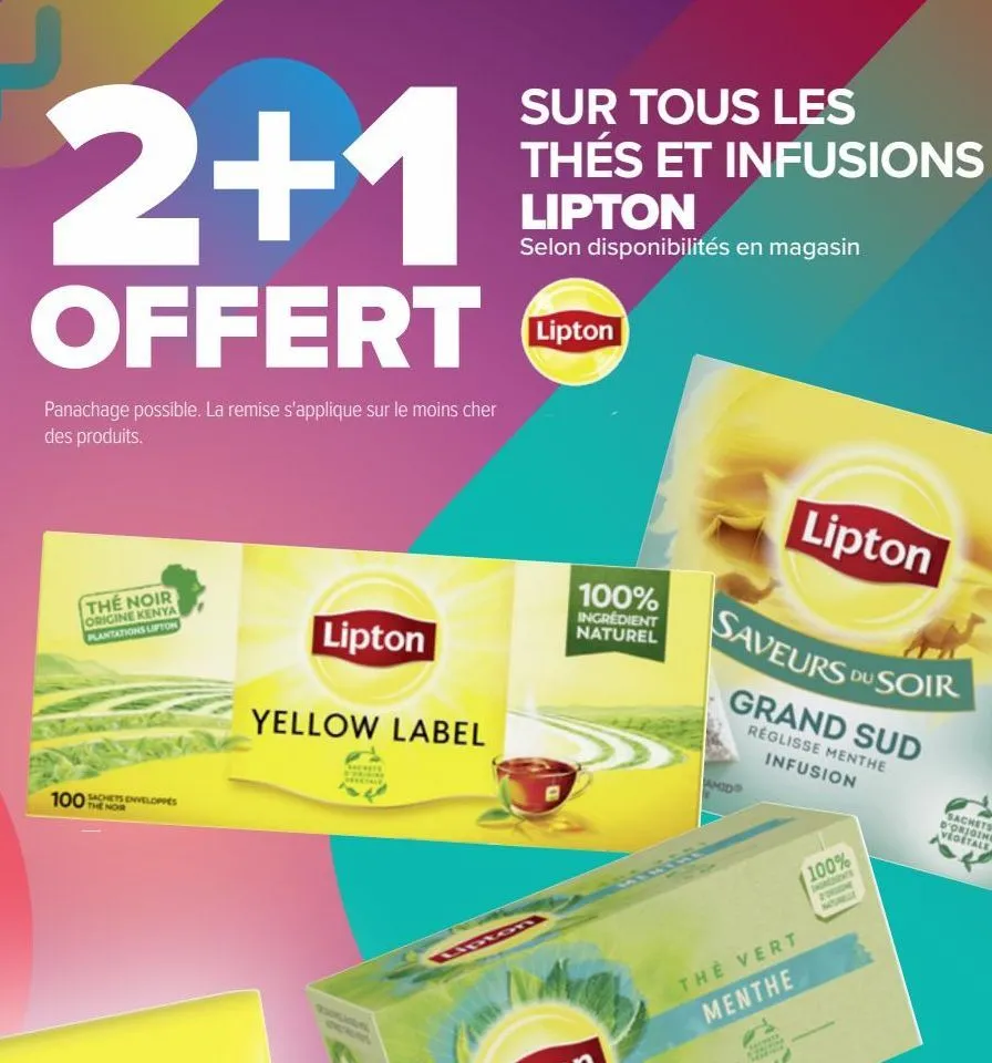 sur tous les thés et infusions lipton