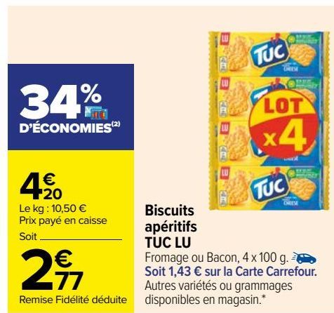 Biscuits apéritifs TUC LU