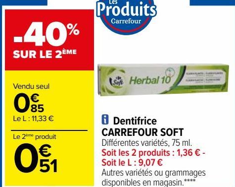 Dentifrice CARREFOUR SOFT