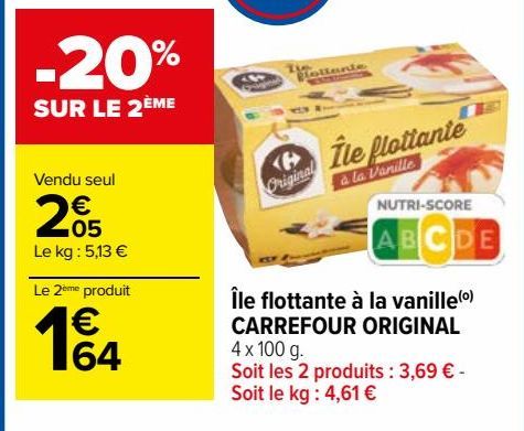 Île flottante à la vanille(o) CARREFOUR ORIGINAL