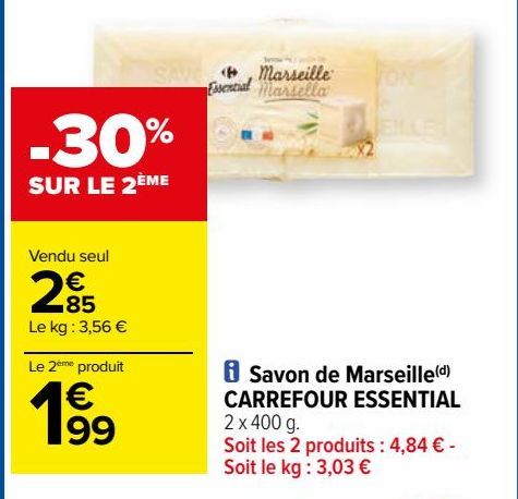 Savon de Marseille CARREFOUR ESSENTIAL