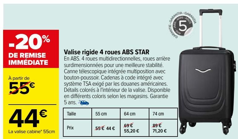 Valise rigide 4 roues ABS STAR