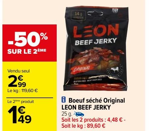 Boeuf séché Original LEON BEEF JERKY