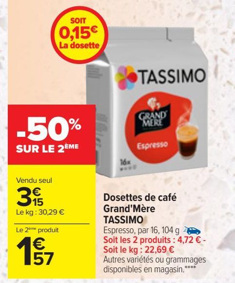Dosettes de café Grand'Mère TASSIMO