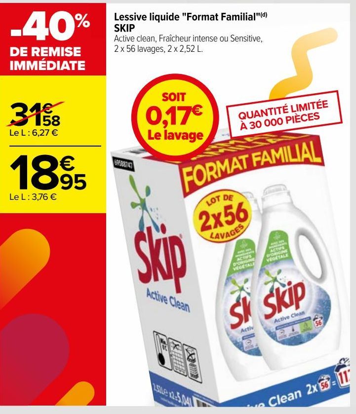 Lessive liquide "Format Familial" SKIP