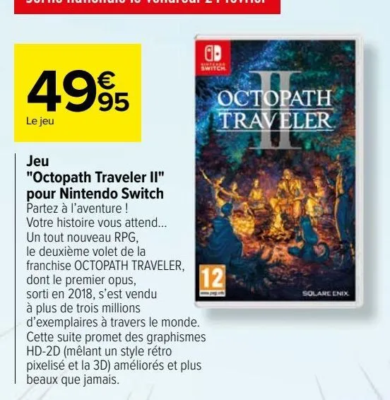 jeu "octopath traveler ii" pour nintendo switch