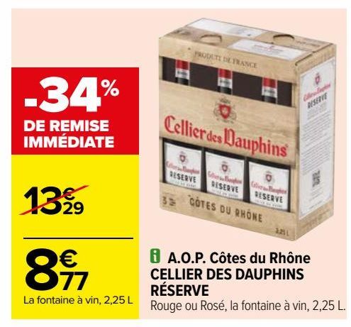 A.O.P. Côtes du Rhône CELLIER DES DAUPHINS RÉSERVE